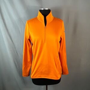 Nike Therma Fit Jacket Womens M Orange Fleece Lined Quarter Zip Golf Performance